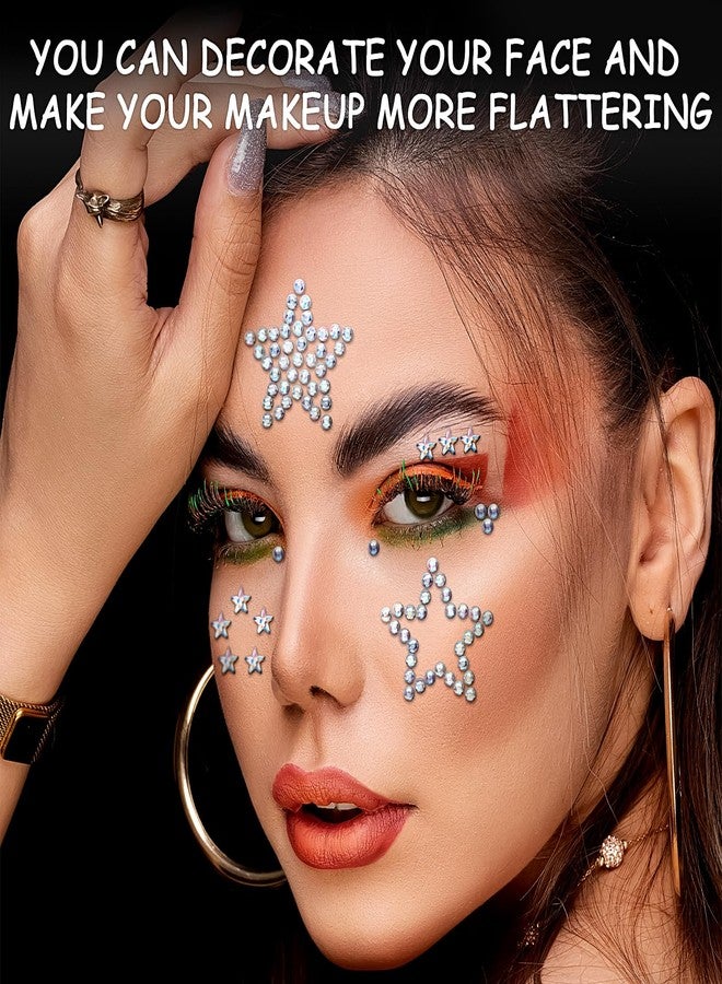 Jacnkb 3Sheets Star Gem Stickers Jewels for Crafts, Face Makeup - Self Adhesive Rhinestone Jewel Stickers, Stick on Gems Rhinestones for Crafts, Craft Supplies for Kids (09.Laser Star) - Image 4